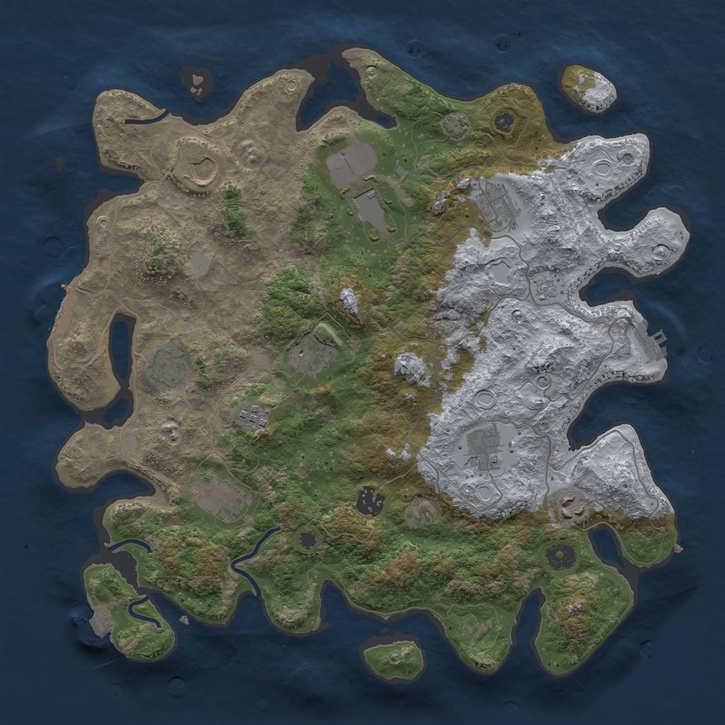 Rust Map: Procedural Map, Size: 3850, Seed: 44590911, 18 Monuments