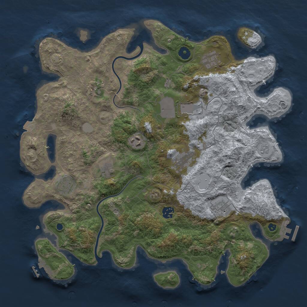 Rust Map: Procedural Map, Size: 3850, Seed: 44590911, 16 Monuments