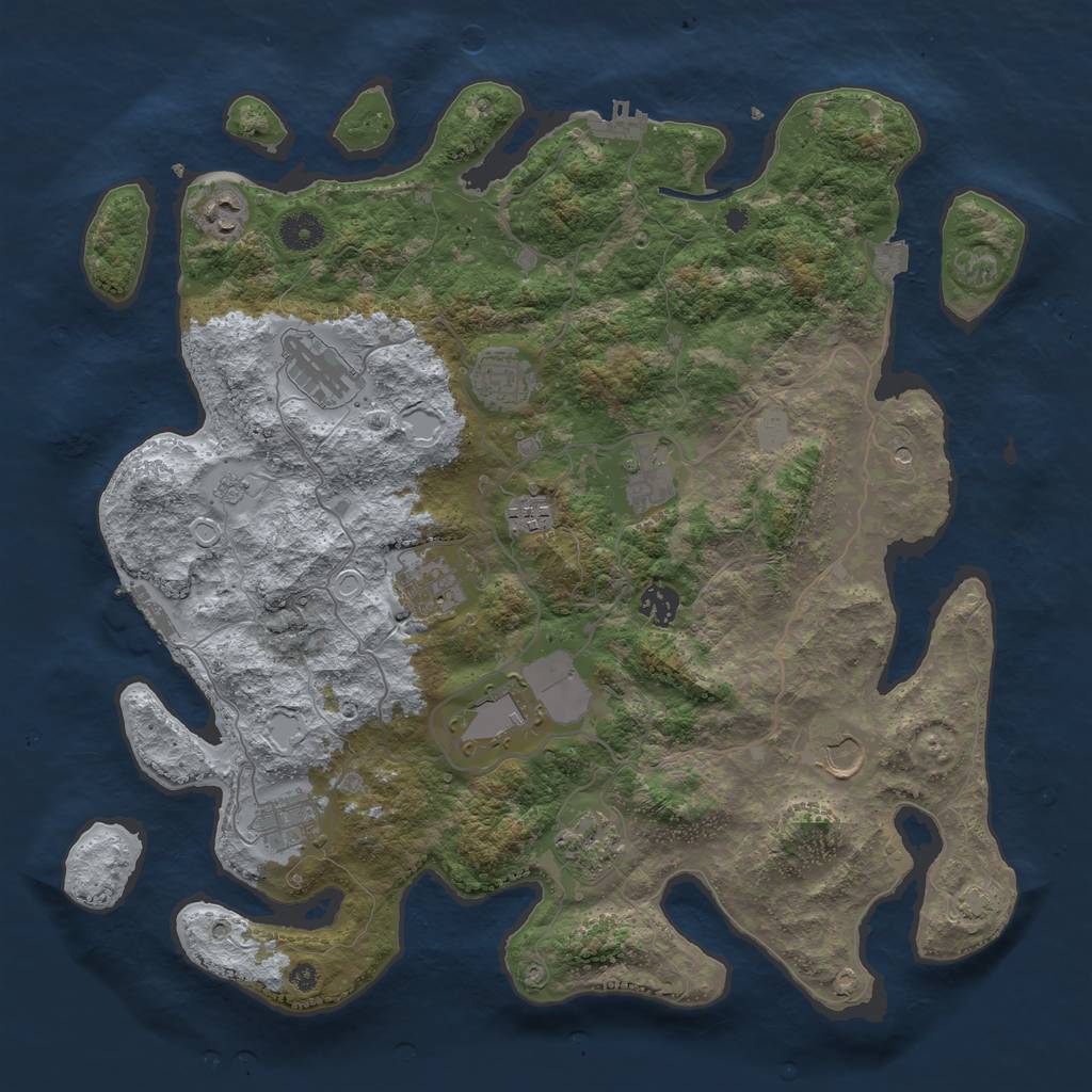 Rust Map: Procedural Map, Size: 4000, Seed: 55930726, 19 Monuments