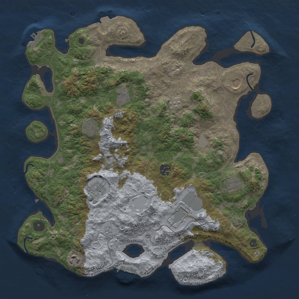 Rust Map: Procedural Map, Size: 4000, Seed: 351856653, 17 Monuments