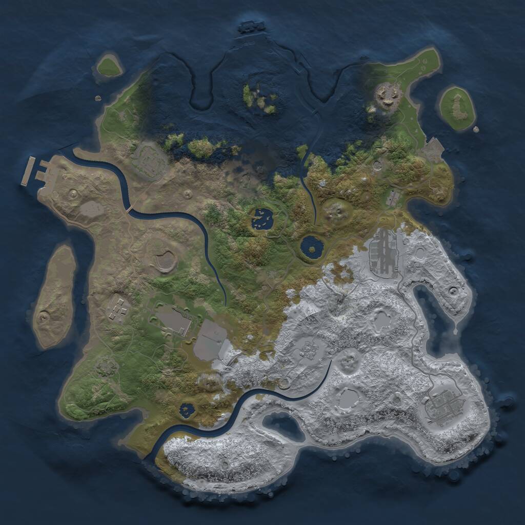Rust Map: Procedural Map, Size: 3500, Seed: 1962193924, 15 Monuments