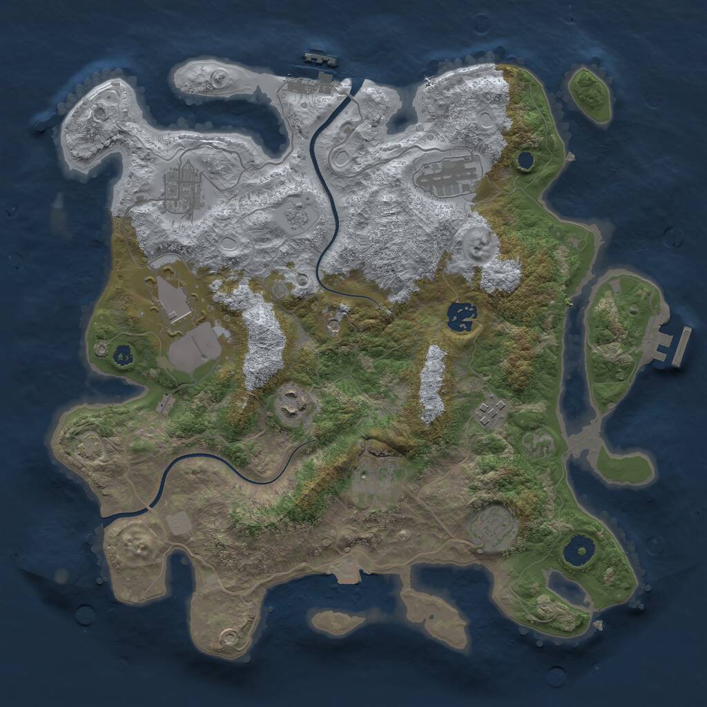 Rust Map: Procedural Map, Size: 3500, Seed: 1321646809, 14 Monuments