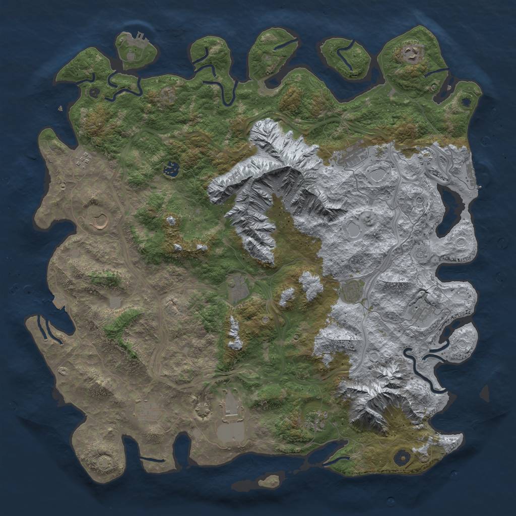 Rust Map: Procedural Map, Size: 5000, Seed: 84814, 19 Monuments