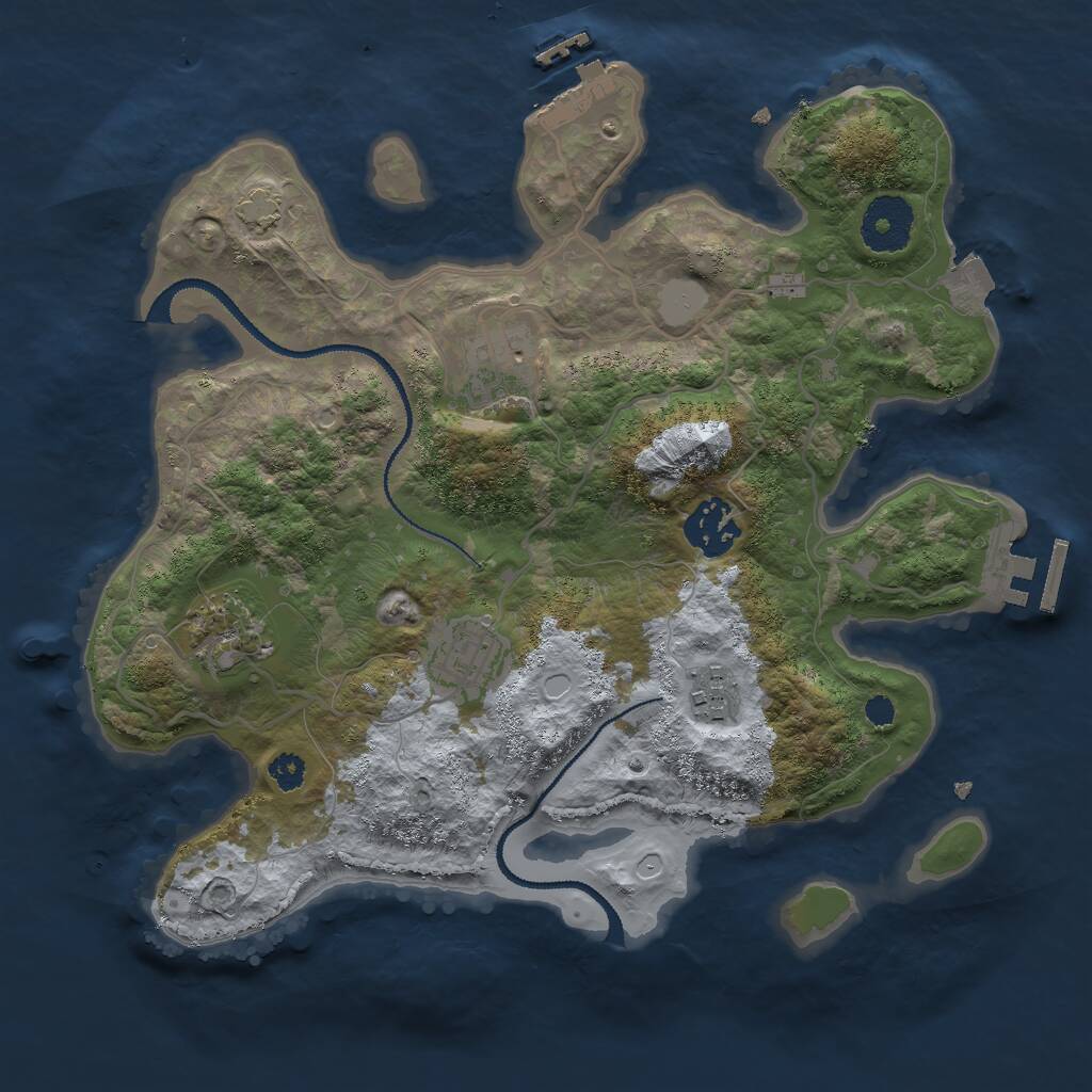 Rust Map: Procedural Map, Size: 3000, Seed: 1061952860, 9 Monuments