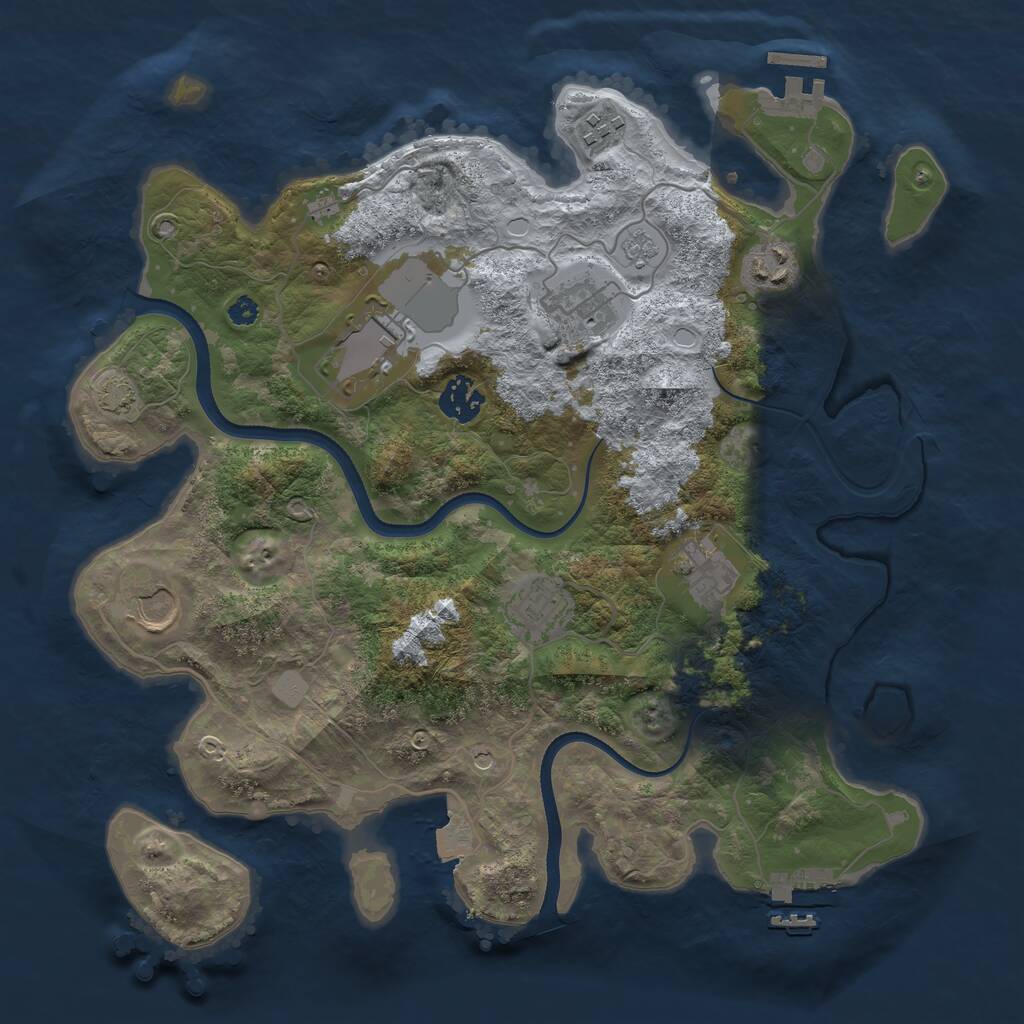 Rust Map: Procedural Map, Size: 3500, Seed: 1163699676, 14 Monuments