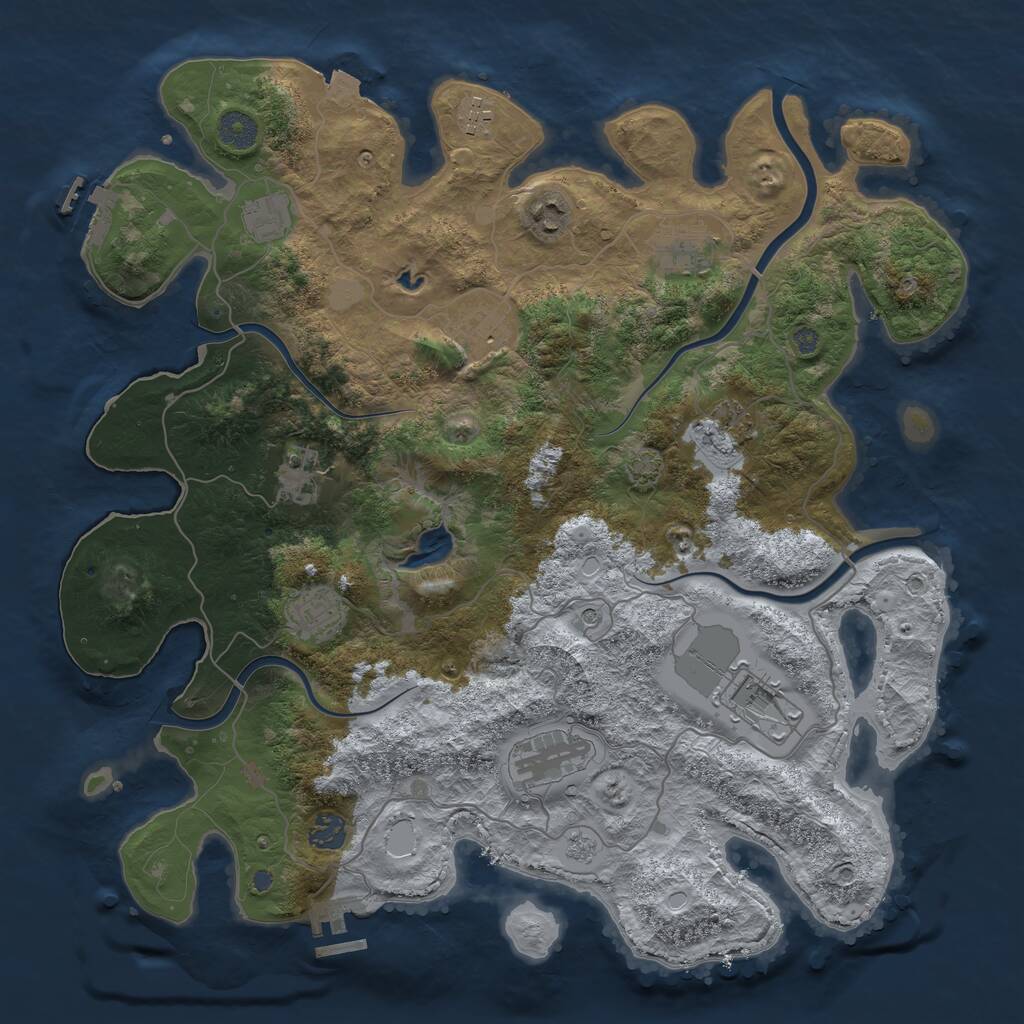 Rust Map: Procedural Map, Size: 4000, Seed: 6413, 18 Monuments
