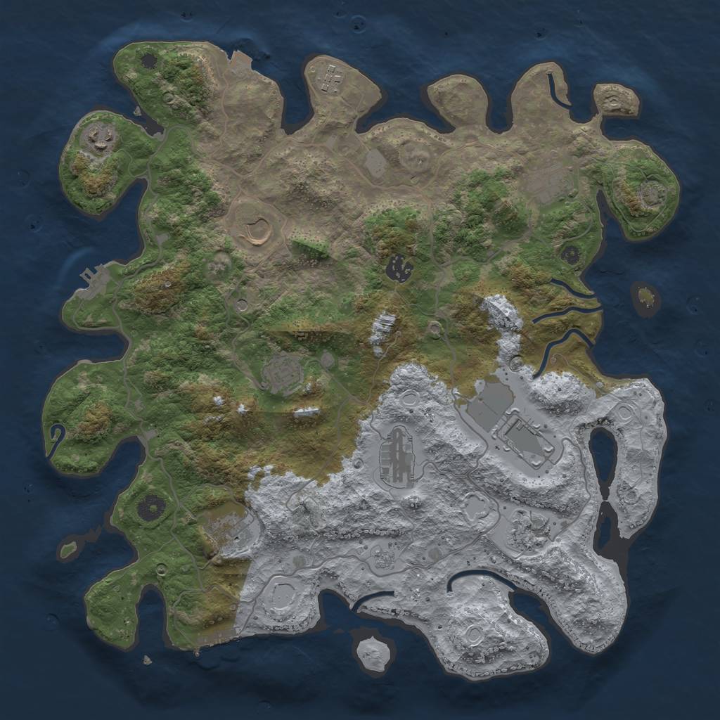 Rust Map: Procedural Map, Size: 4000, Seed: 6413, 18 Monuments
