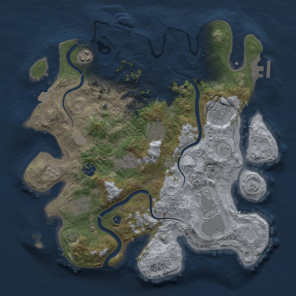 Rust Map: Procedural Map, Size: 3500, Seed: 372033297, 14 Monuments