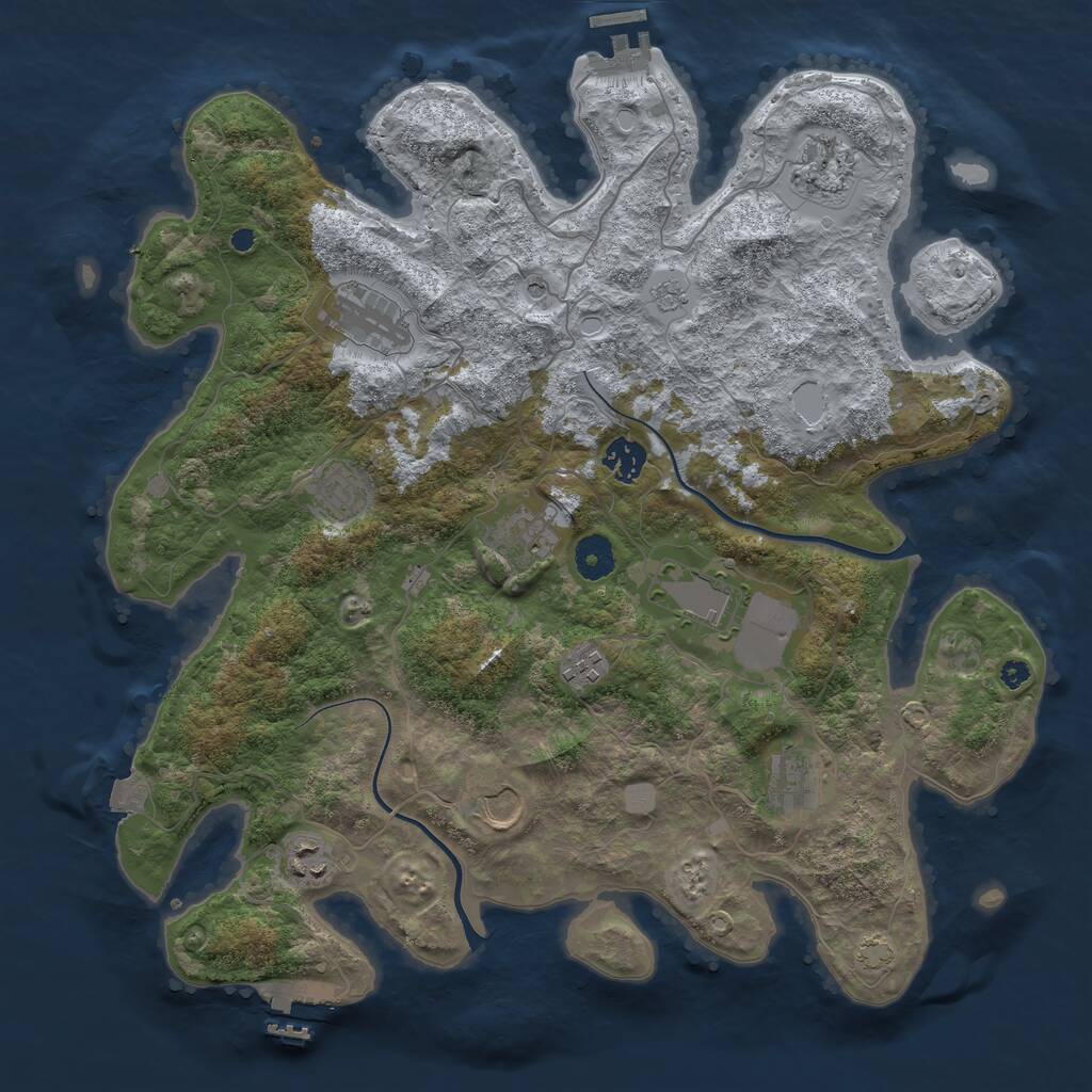 Rust Map: Procedural Map, Size: 3850, Seed: 502588766, 16 Monuments