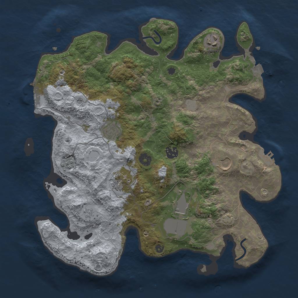 Rust Map: Procedural Map, Size: 3500, Seed: 28157977, 15 Monuments