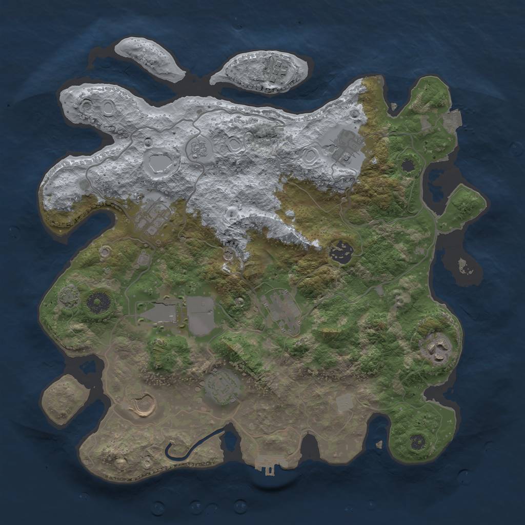 Rust Map: Procedural Map, Size: 3501, Seed: 381451710, 16 Monuments