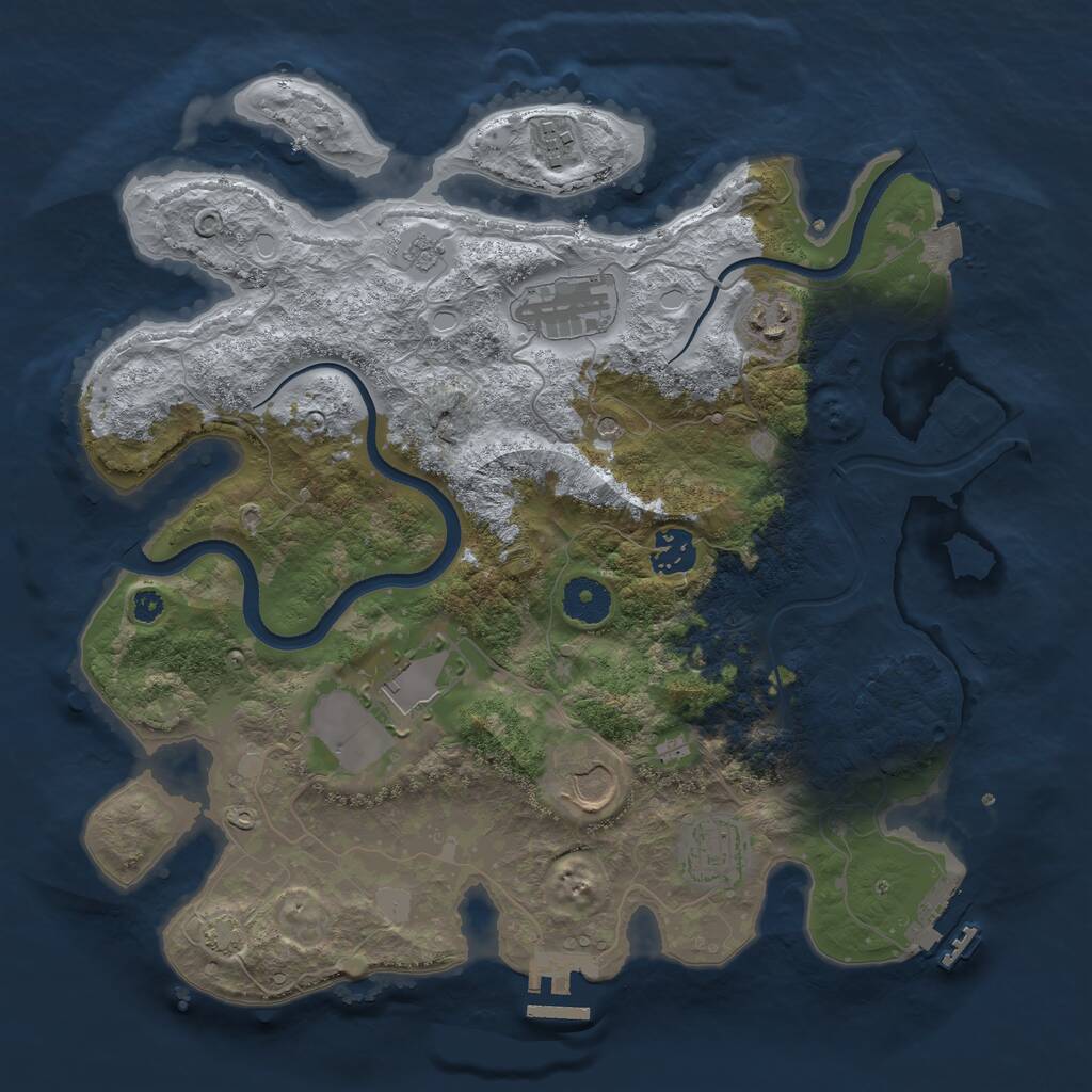 Rust Map: Procedural Map, Size: 3502, Seed: 381451710, 13 Monuments