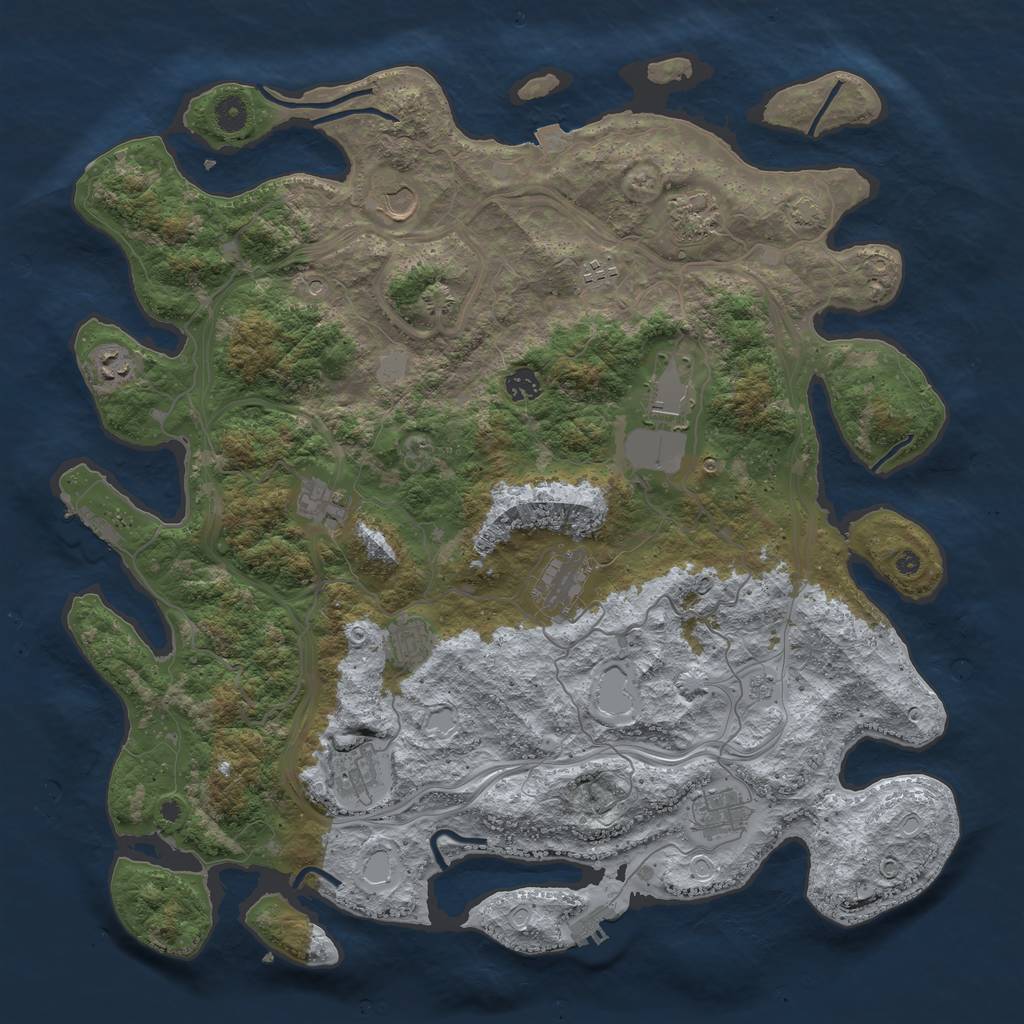 Rust Map: Procedural Map, Size: 4500, Seed: 20032024, 19 Monuments