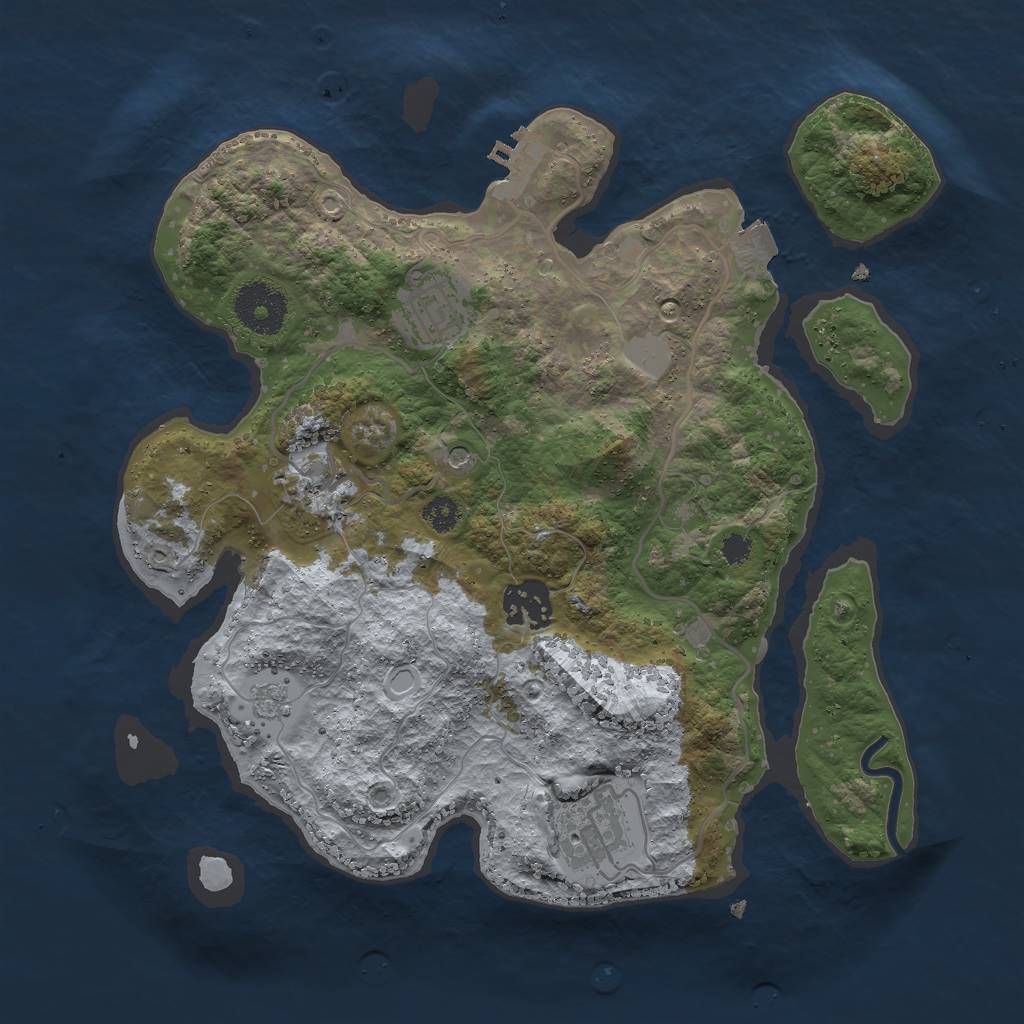 Rust Map: Procedural Map, Size: 3000, Seed: 135234, 10 Monuments