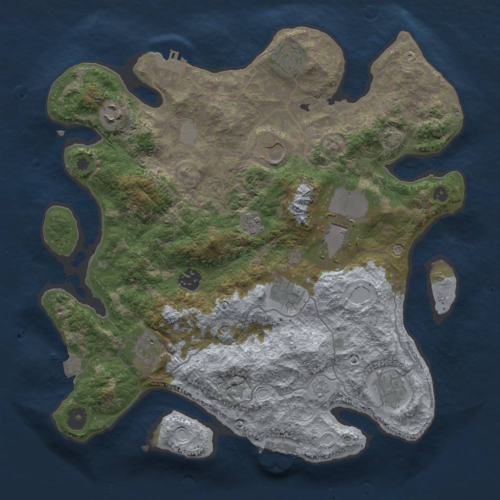 Rust Map: Procedural Map, Size: 3500, Seed: 769949522, 17 Monuments