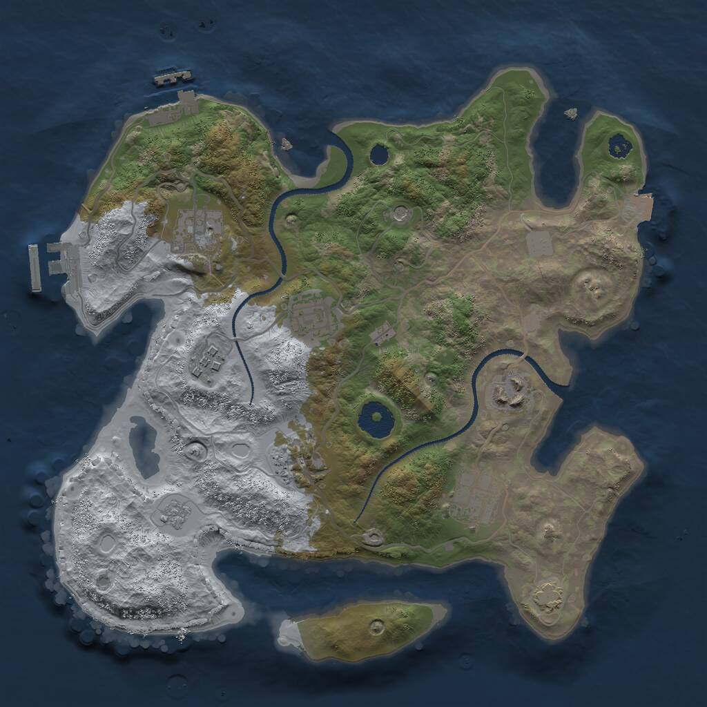 Rust Map: Procedural Map, Size: 3000, Seed: 525471, 12 Monuments