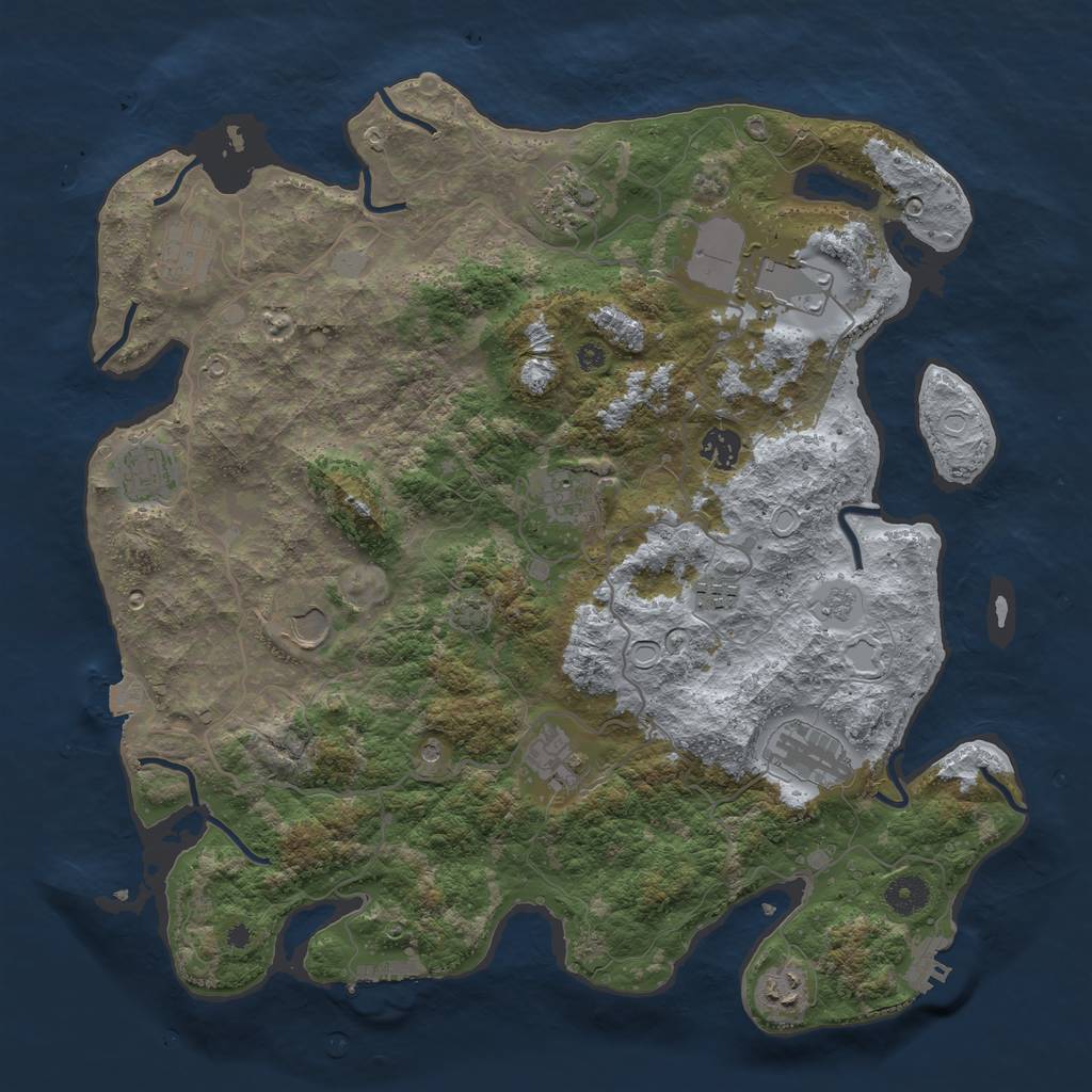 Rust Map: Procedural Map, Size: 4000, Seed: 1715002623, 19 Monuments
