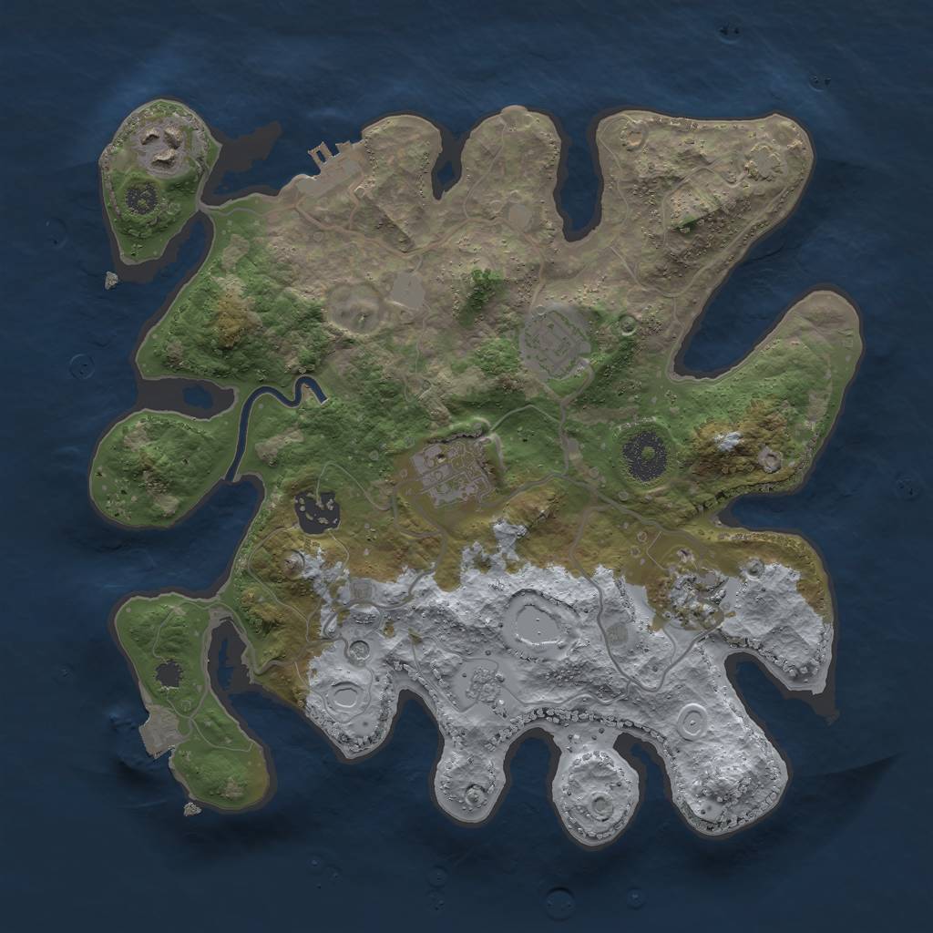 Rust Map: Procedural Map, Size: 3000, Seed: 739144582, 12 Monuments