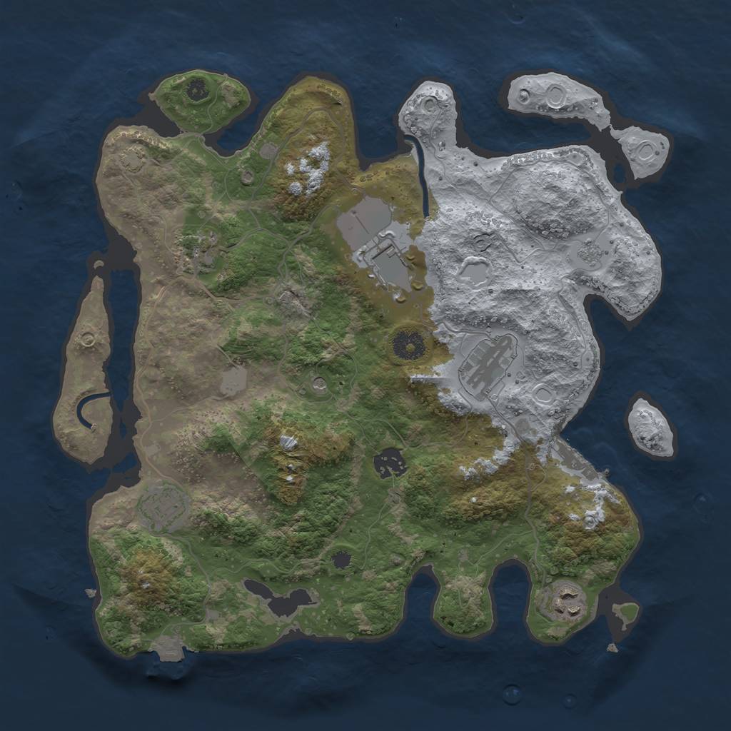 Rust Map: Procedural Map, Size: 3500, Seed: 873457, 13 Monuments