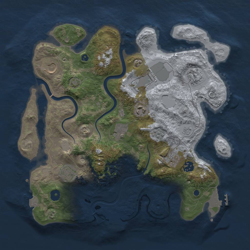 Rust Map: Procedural Map, Size: 3500, Seed: 873457, 15 Monuments