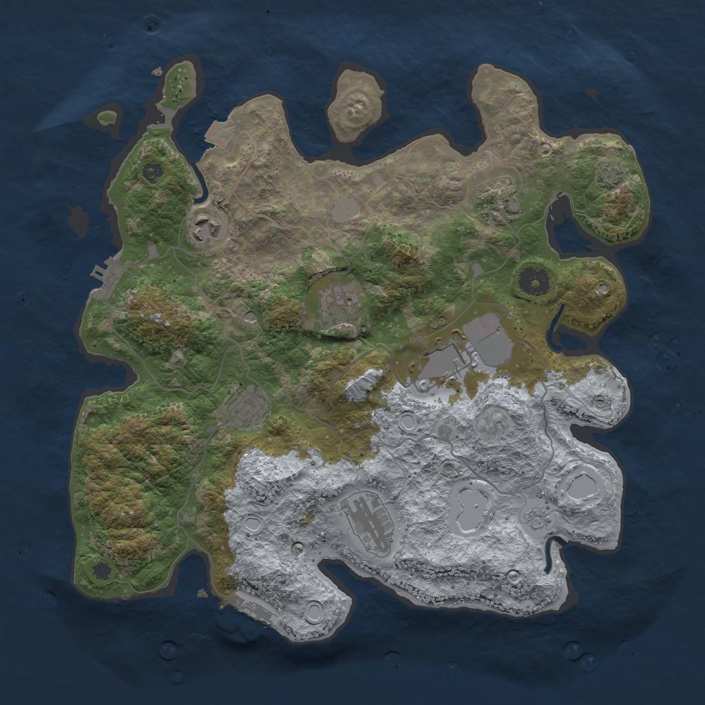 Rust Map: Procedural Map, Size: 3500, Seed: 734427513, 14 Monuments