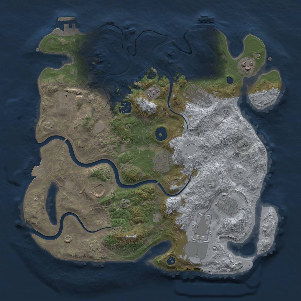 Rust Map: Procedural Map, Size: 3500, Seed: 33435, 15 Monuments