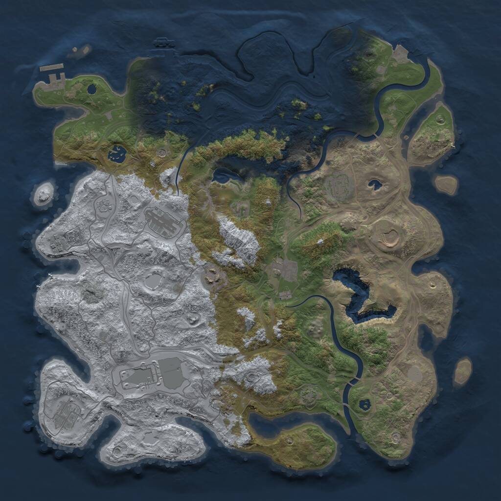 Rust Map: Procedural Map, Size: 4250, Seed: 483299, 16 Monuments