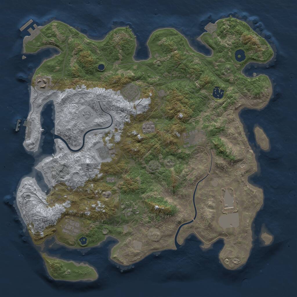 Rust Map: Procedural Map, Size: 3850, Seed: 967158144, 15 Monuments