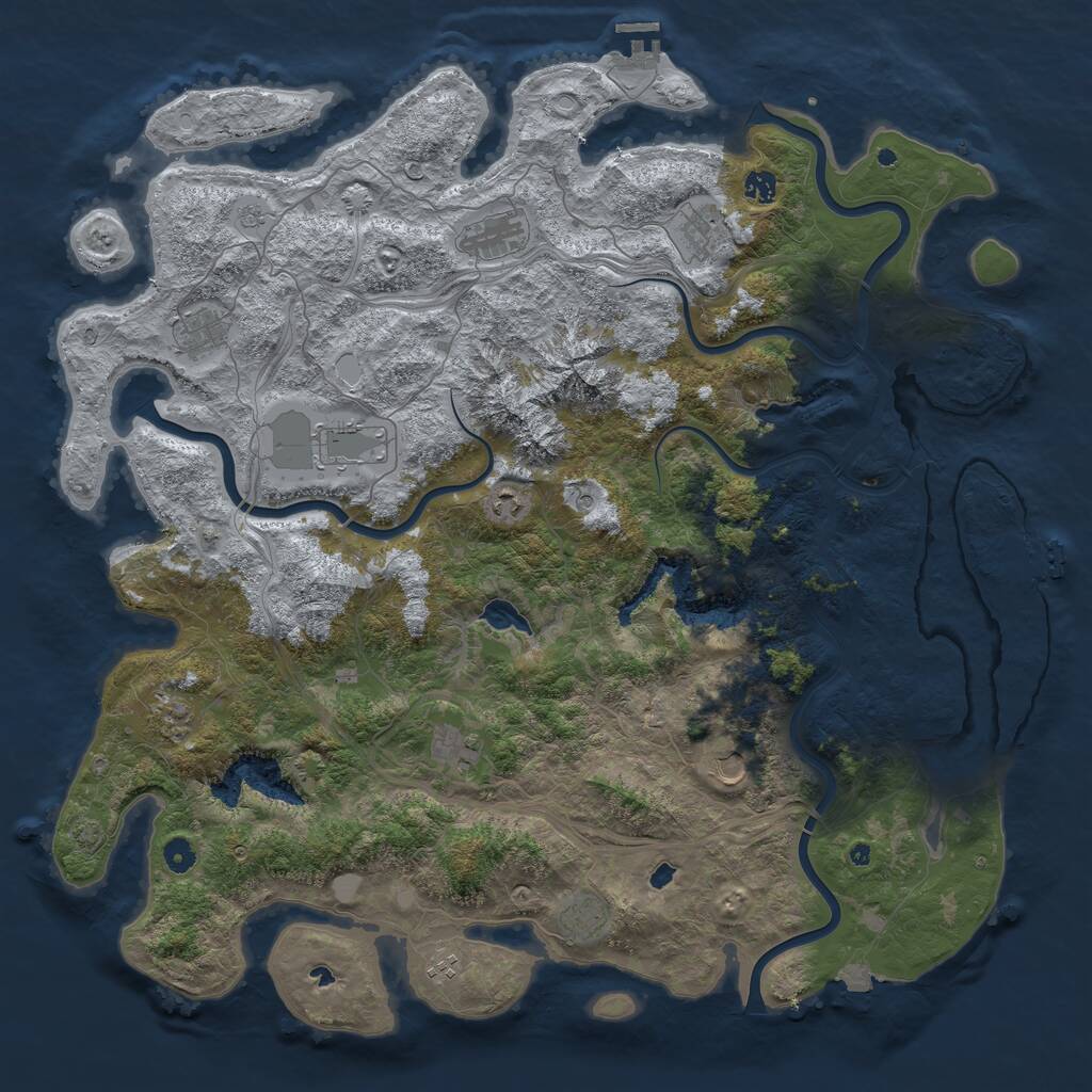 Rust Map: Procedural Map, Size: 5000, Seed: 153473481, 17 Monuments