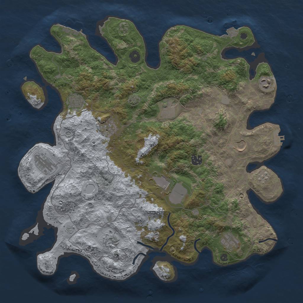 Rust Map: Procedural Map, Size: 4000, Seed: 230047354, 19 Monuments