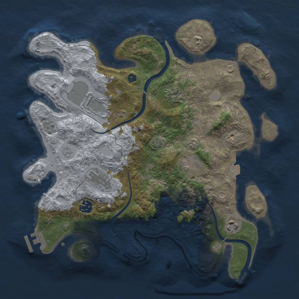 Rust Map: Procedural Map, Size: 3500, Seed: 906027980, 12 Monuments