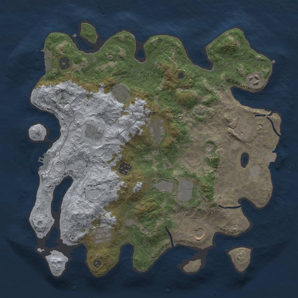 Rust Map: Procedural Map, Size: 3700, Seed: 51654651, 17 Monuments