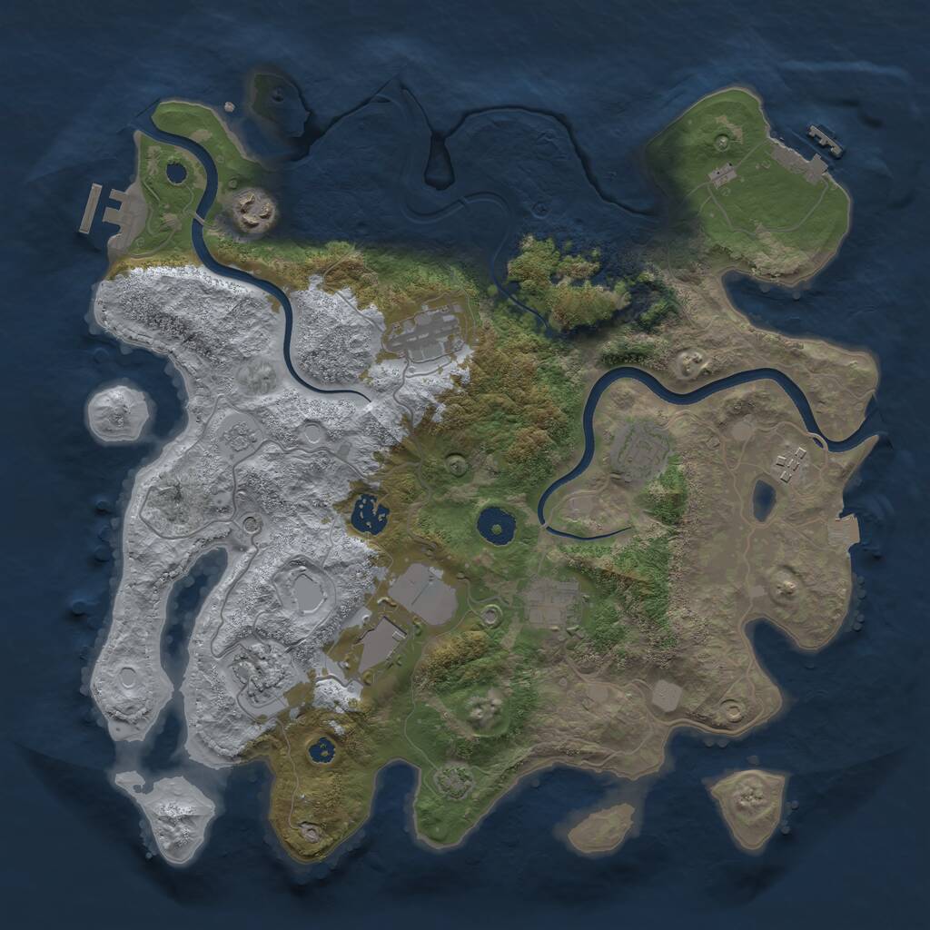 Rust Map: Procedural Map, Size: 3700, Seed: 51654651, 14 Monuments