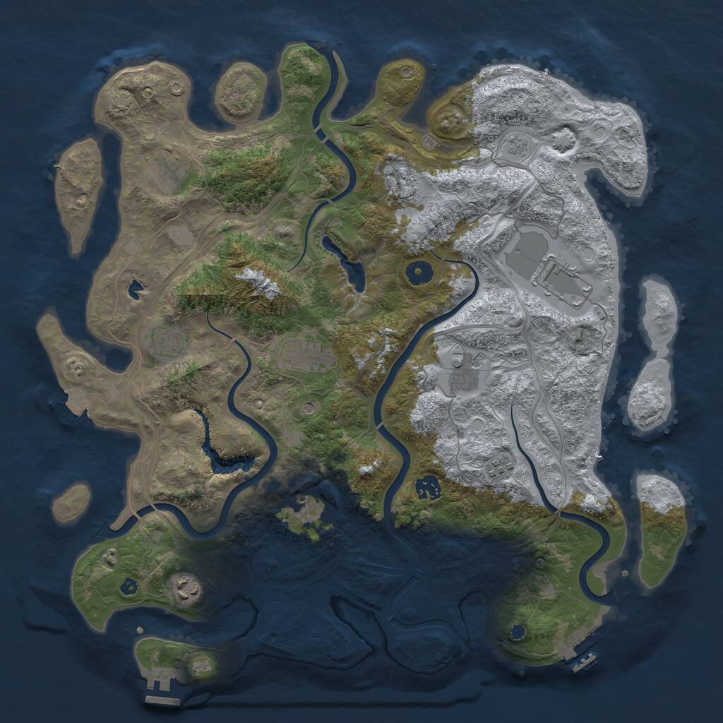 Rust Map: Procedural Map, Size: 4250, Seed: 308212314, 16 Monuments