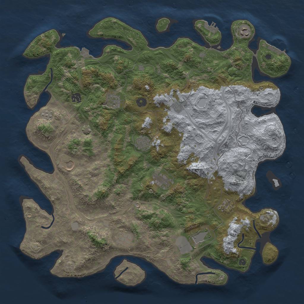 Rust Map: Procedural Map, Size: 4500, Seed: 612742446, 19 Monuments