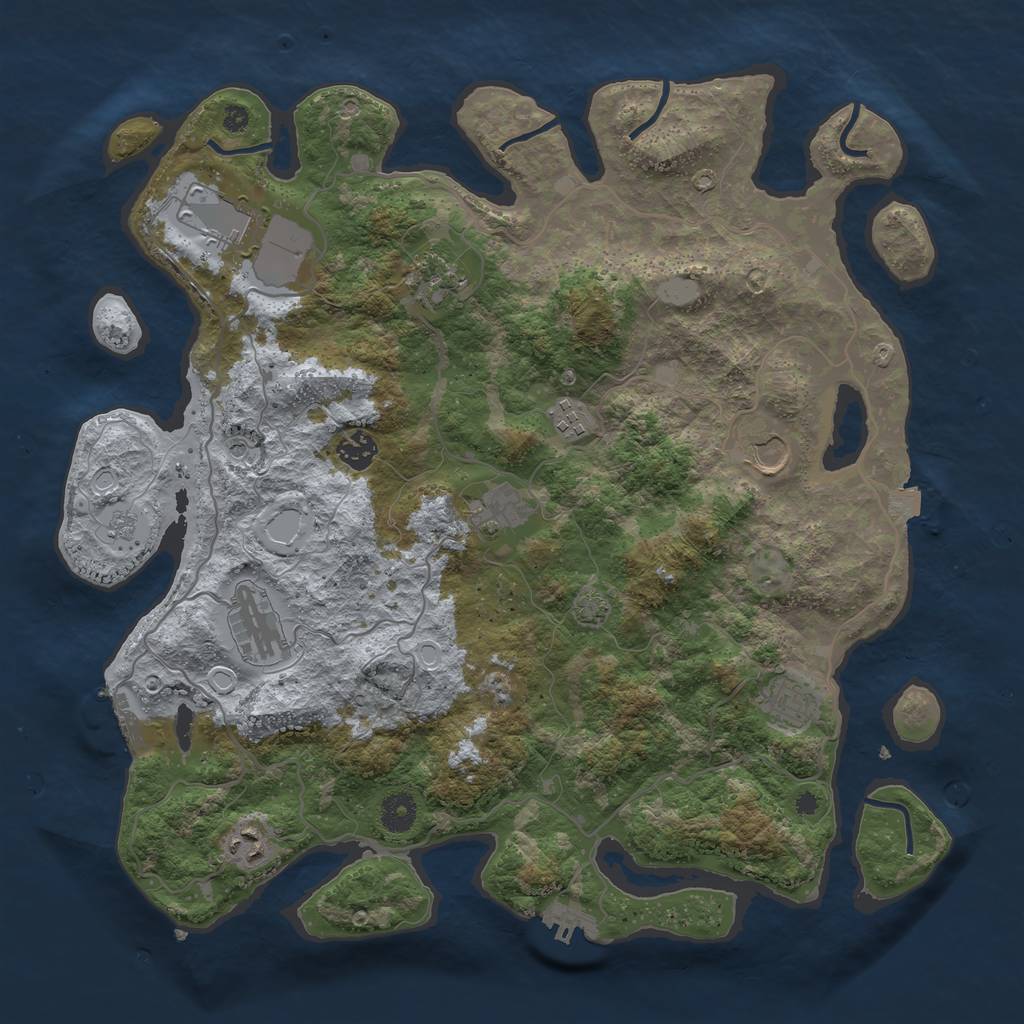 Rust Map: Procedural Map, Size: 4000, Seed: 514944721, 17 Monuments