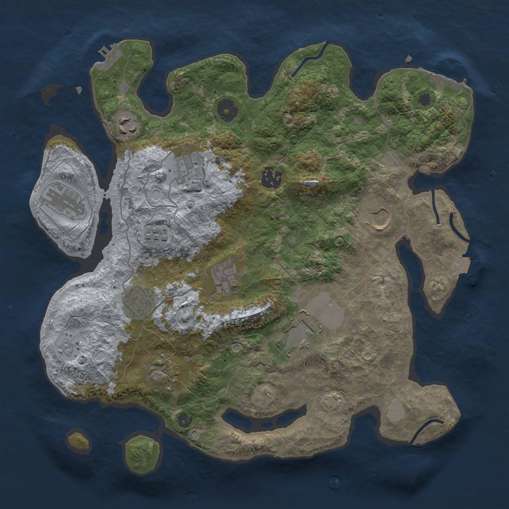 Rust Map: Procedural Map, Size: 3600, Seed: 998488094, 17 Monuments