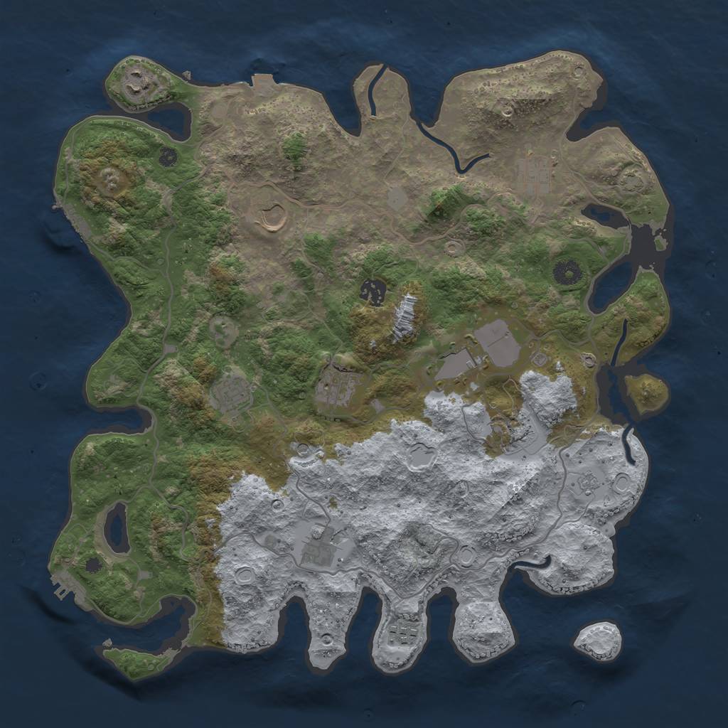 Rust Map: Procedural Map, Size: 4000, Seed: 1099095701, 18 Monuments