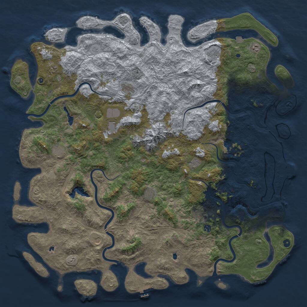 Rust Map: Procedural Map, Size: 6000, Seed: 500420938, 17 Monuments