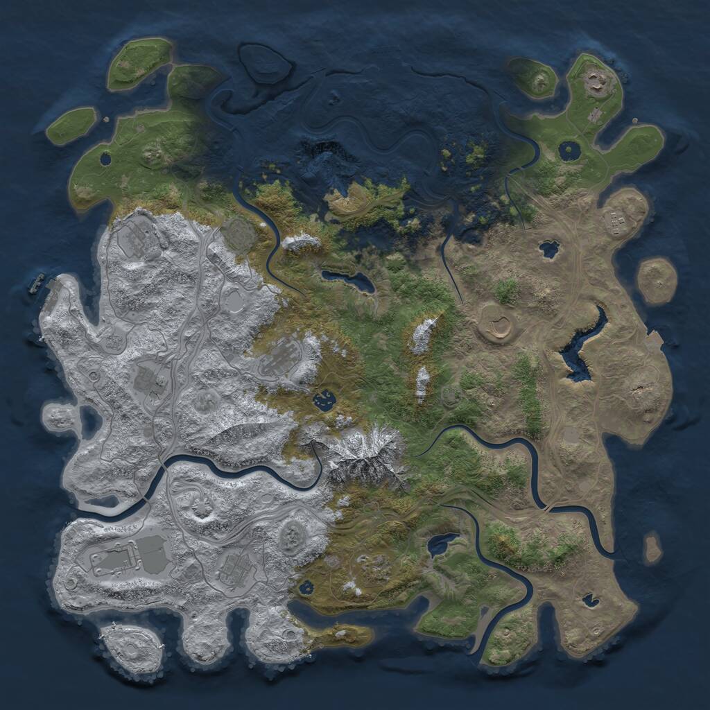Rust Map: Procedural Map, Size: 5000, Seed: 699952497, 17 Monuments