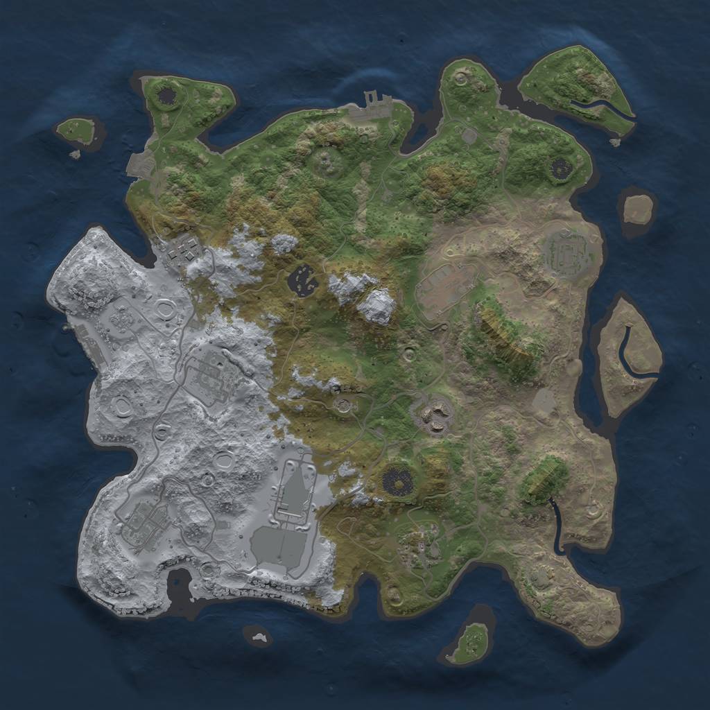 Rust Map: Procedural Map, Size: 3500, Seed: 30876203, 17 Monuments