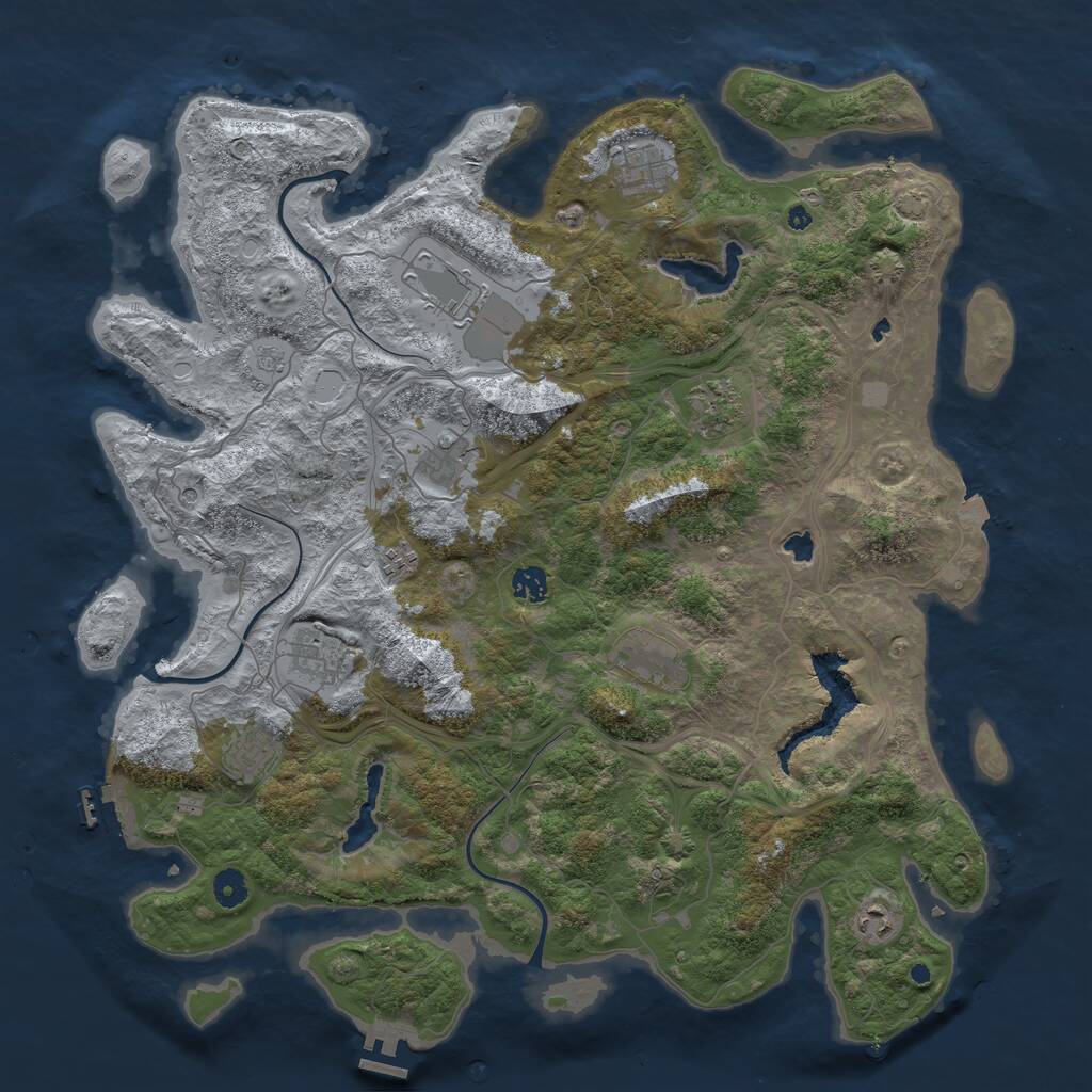 Rust Map: Procedural Map, Size: 4500, Seed: 1302288677, 16 Monuments