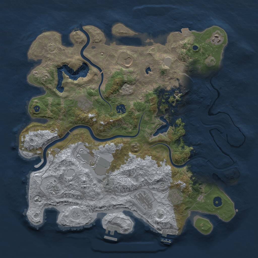 Rust Map: Procedural Map, Size: 4000, Seed: 2132024, 16 Monuments