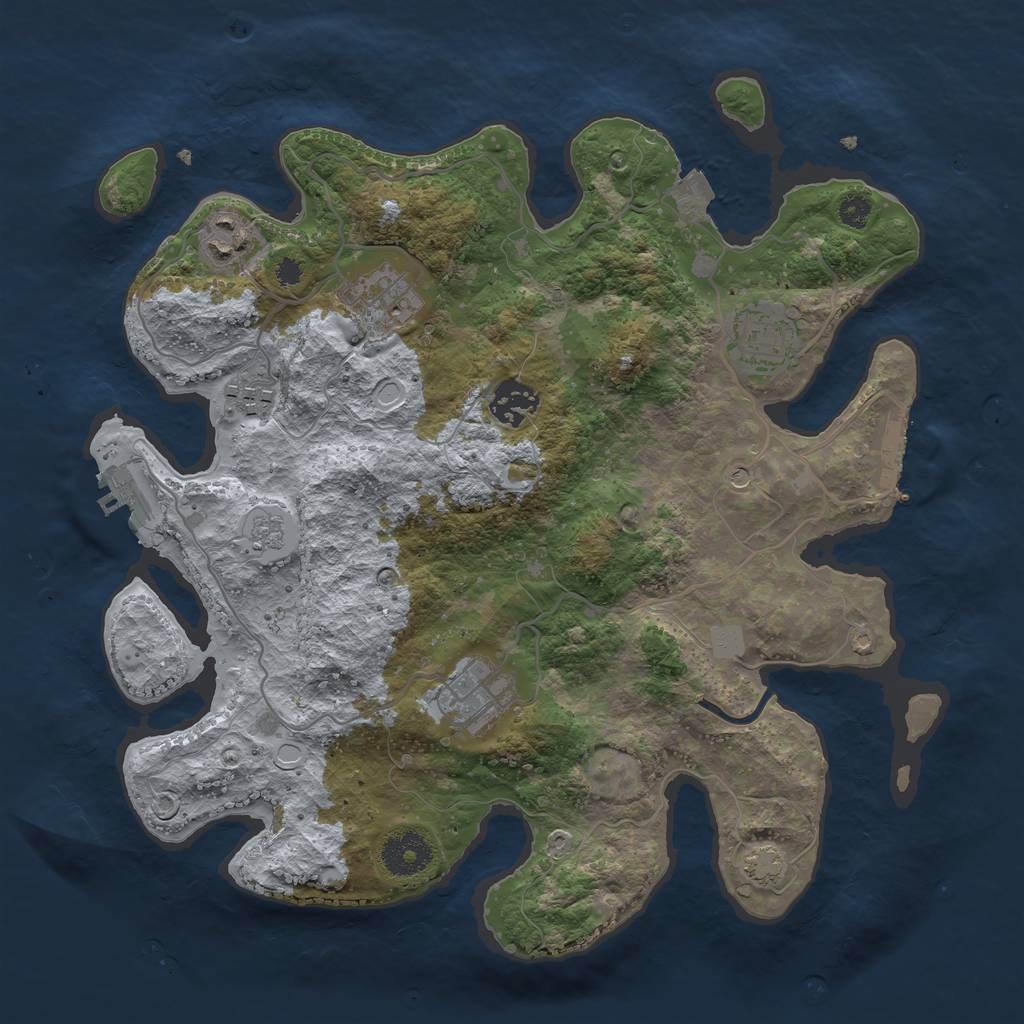 Rust Map: Procedural Map, Size: 3300, Seed: 489182231, 14 Monuments