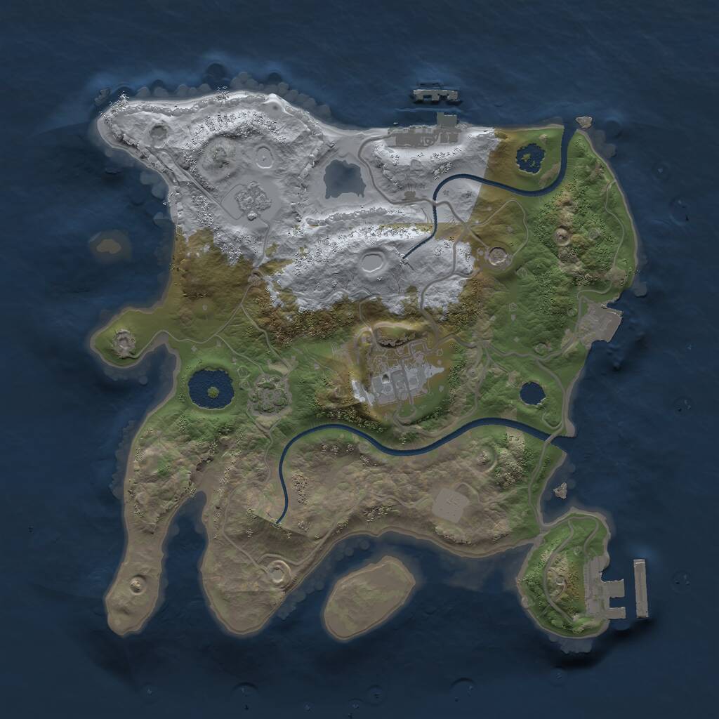 Rust Map: Procedural Map, Size: 2500, Seed: 21579256, 7 Monuments