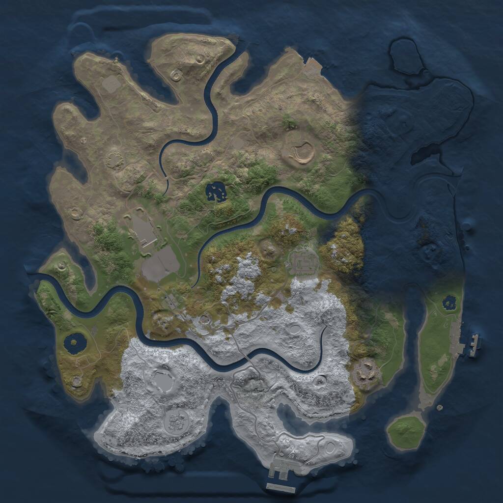 Rust Map: Procedural Map, Size: 3500, Seed: 780950898, 11 Monuments