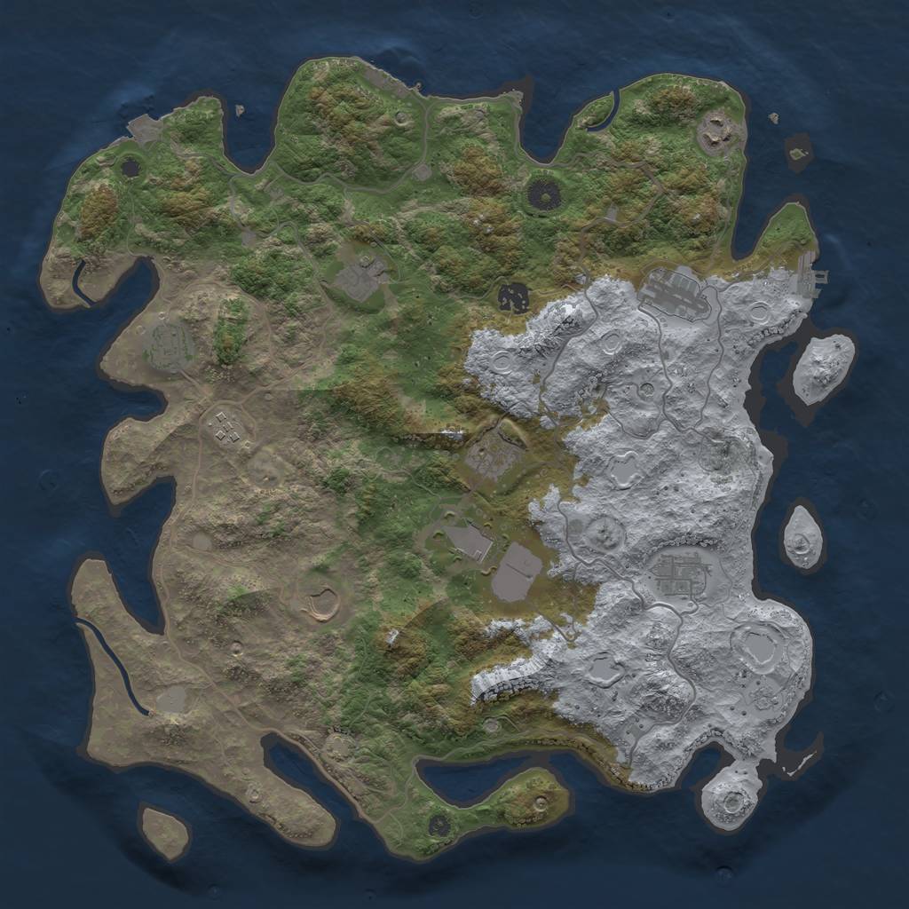 Rust Map: Procedural Map, Size: 4200, Seed: 955351955, 18 Monuments