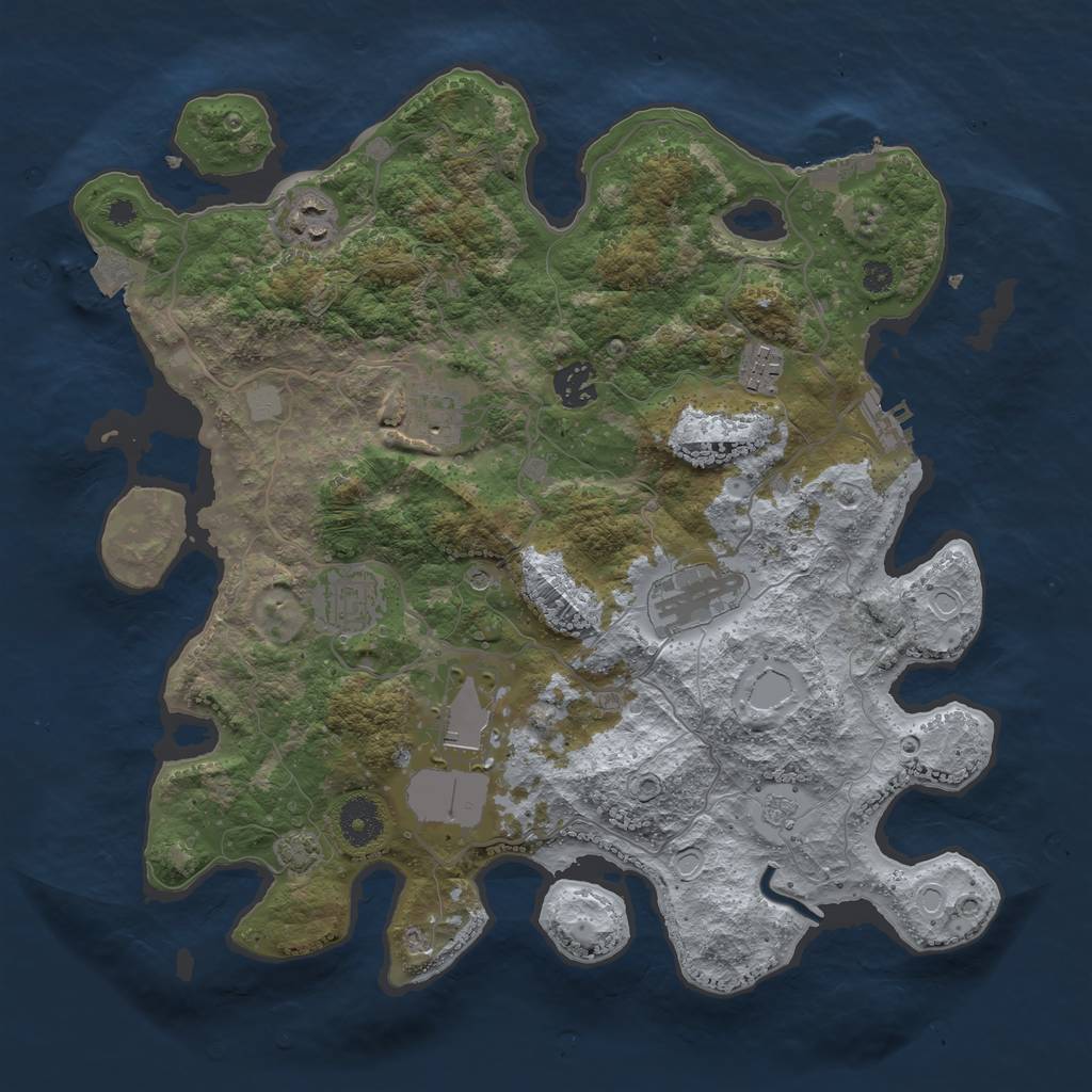 Rust Map: Procedural Map, Size: 3600, Seed: 210320241, 15 Monuments