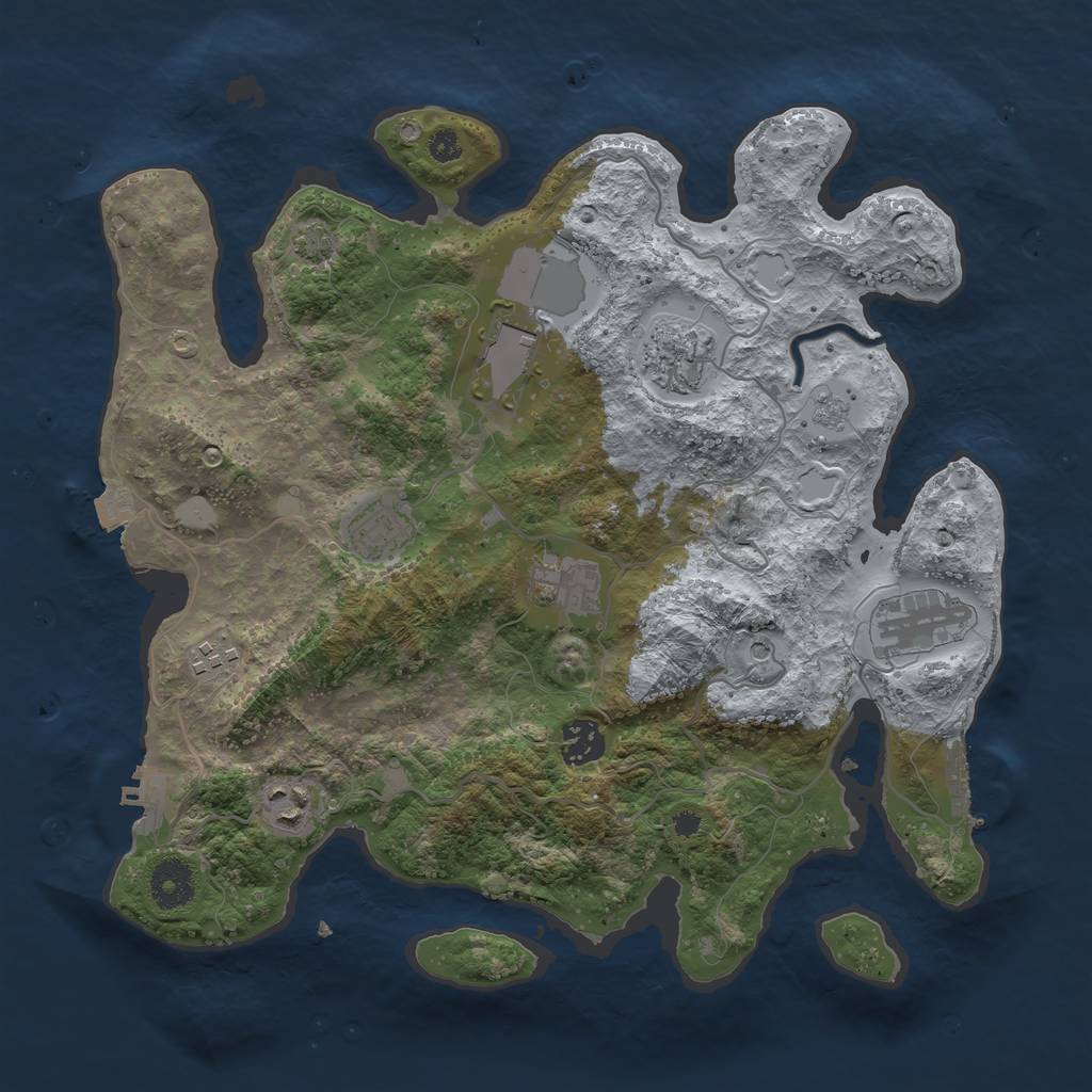 Rust Map: Procedural Map, Size: 3500, Seed: 954738790, 16 Monuments