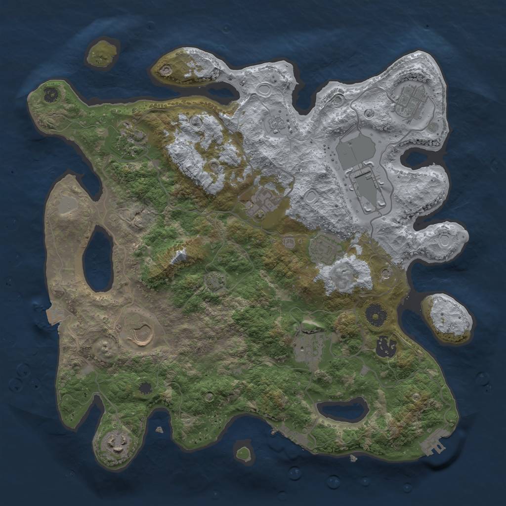 Rust Map: Procedural Map, Size: 3500, Seed: 662023537, 17 Monuments